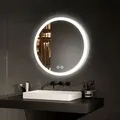 Badspiegel Mit Beleuchtung Rund Badezimmerspiegel (ф60cm, Warmweißes/kaltweißes/neutrales Licht, Touch-schalter, Beschlagfrei, Power-off-memory-funktion) - Emke