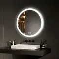Badspiegel Mit Beleuchtung Rund Badezimmerspiegel (ф60cm, Warmweißes/kaltweißes/neutrales Licht, Touch-schalter, Beschlagfrei, Power-off-memory-funktion) - Emke