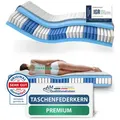 AM Qualitätsmatratzen Taschenfederkernmatratze, Weiß, Textil, Uni, H3, Füllung: Taschenfederkern, Rechteckig, 140x200 cm, Oeko-Tex® Standard 100, Bezug rundum abnehmbar, Schlafzimmer, Matratzen Shop, Matratzen, Taschenfederkernmatratzen