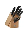 ZWILLING Vier Sterne Messerblock, 7-teilig, Holzblock Buche, Messer, Wetzstab und Schere, Rostfreier Spezialstahl/Ergonomischer Kunststoff-Griff, Schwarz [Made in Germany]