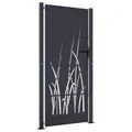 vidaXL Gartentor, Gartentür mit Gras-Design, Abschließbar Hoftor Eingangstor für Garten Terrasse, Tor Zauntor Gartenpforte, Anthrazit 100x175 cm Stahl
