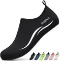 Sixspace Badeschuhe Wasserschuhe Strandschuhe Schnell Trocknend Schwimmschuhe Breathable Aquaschuhe Surfschuhe für Herren Damen Gr.34-47(485 Schwarz,39 EU)