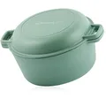 Mahlzeit emaillierter Gusseisen Topf | 6,9 l | mint, rund | Gusstopf mit Deckel und 2 Griffen | Traditioneller Gusseisentopf, Emaille Topf | Brotbacktopf, Schmortopf Gusseisen für Induktion, Backofen
