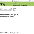 DIN 914/ISO 4027 Gewindestift VG M12x25 Stahl 45H galvanisch verzinkt Innensechskant m. Spitze 100 Stk