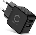 CELLONIC 2 Fach USB Ladegerät: 3.4A, 17W Ladegerät für Handy Smartphone Tablet, Doppel Ladestecker: Dual Anschluss Stecker - Mehrfach Ladeadapter Steckdose Multi Lader Netzstecker Netzteil Charger