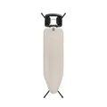 Brabantia Bügelbrett B, 124 x 38 cm – Denim Grey | 100% Fairtrade-Baumwolle | 8 mm Schaumstoffschicht | Stabiler, kippsicherer Rahmen | Faltbar, höhenverstellbar, solide Dampfbügeleisenablage