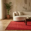 Elegant Floors® Chindi Teppich ROT 60x90 cm handgewebt aus Baumwolle – Kleiner nachhaltiger Flachgewebe Teppich
