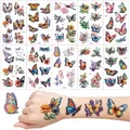 Schmetterling Tattoos für Kinder, 10 Blätter Wasserfarben 3D Blumen Schmetter...