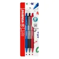 STABILO - Druck-Kugelschreiber - pointball colorful - 3er Pack - ultramarinblau, dunkelgrau, rostrot