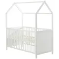 Roba Hausbett, Weiß, Holz, Holzwerkstoff, massiv, Schichtholz, 75x162.5x143.5 cm, Fsc, zum Juniorbett umbaubar, höhenverstellbar, Schlupfsprossen, Babymöbel, Babybetten, Gitterbett