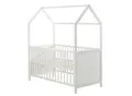 Hausbett 70 x 140 cm, FSC zertifiziert, Kombi-Kinderbett, weiß, 3-fach verstellbar, umbaubar