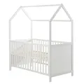 roba Hausbett 70 x 140 cm - FSC zertifiziert - Babybett in Hausoptik - Höhenverstellbar - Umbaubar zum Juniorbett - Holz weiß