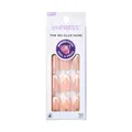 KISS imPRESS Press-On Manicure, So French, quadratisch, mittlere Länge, mit PureFit Technologie, enthält Reinigungspad, Mini Feile, Manikürstäbchen und 30 künstliche Nägel