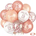 Luftballons 13. Geburtstag Deko, 24 Stück Roségold Ballons Deko 13 Jahre Geburtstags Mädchen, 13. Alles Gute zum Geburtstag Ballons, Happy 13th Birthday Balloons für Tochter Schwester Nichte Enkelin