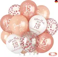 Luftballons 13. Geburtstag Deko, 24 Stück Roségold Ballons Deko 13 Jahre G