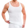 HERMKO 3000 5er Pack Herren Tank Top Classic Unterhemd - gekämmte Feinripp Bio-Baumwolle (glatt), Größe:D 6 = EU L, Farbe:weiß