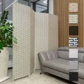 HEXIM Paravent 180x180 cm - Trennwand 4-teilig klappbar Innenbereich - Raumteilung Innen Terasse Balkon Sichschutz Spanische Wand (L24101 cremefarben & grün)