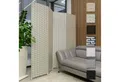 Hexim Raumteiler, Paravent 180x180 cm - Trennwand 4-teilig klappbar für Innenbereich - Raumteilung Büro Homeoffice Stellwand Privatsphäre freistehend (L24101 weiß & grün)