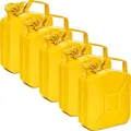 BW® Benzinkanister Metall 5x 5 Liter - Kraftstoffkanister Gelb - RAL 1018 - TÜV-geprüft und UN-Zulassung - 0,8mm Stahl nach DIN 7274 für Benzin Diesel E10 2-Takt - Made in Europe