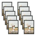 WOLTU Bilderrahmen A4 (21x29,7 cm) Schwarz, 10er Set Fotorahmen aus Massivholz und PS-Platte, Holzrahmen mit Passepartout, zum vertikalen oder horizontalen Aufhängen/Aufstellen, Rahmen