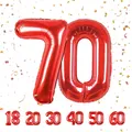 Geburtstag zahlen luftballon 70| Folienballon Rot Folienballon in 40"101cm Ge...