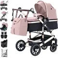 Daliya® NEOMOVE 3in1 Kinderwagen | mit i-Size Babyschale & Buggy | Alu-Rahmen Reisekinderwagen | Kombikinderwagen mit großen Einkaufskorb | für ... - Rosa/Gold