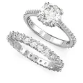 Swarovski Stilla Set, Weiße und Rhodinierte Ringe mit Strahlenden Swarovski Kristallen