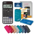 Casio FX-991DE X mit Tasche, Fachbuch, Zirkel Set & Zubehör - Deluxe Set Türkis