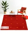 carpetfine Wollteppich Gabbeh Uni Quadratisch Rot 120x120 cm | Moderner Teppich für Wohn- und Schlafzimmer