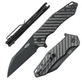 Firebird GANZO FH31B-CF EDC Faltbares Taschenmesser, rasiermesserscharf, D2 Edelstahl, Schwarze Klinge, G10 Griff mit Clip, Outdoor Klappmesser (Kohlefaser)