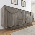 riess-ambiente Design Sideboard ART DECO 170cm grau smoked Mangoholz massiv 3D-Front