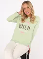 Sweater ""Wild and Free"", mit Used-Look Kanten, Leo Details und Stickerei, Gr. LXL (L/XL), Salbei