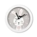 Hama Kinderuhr Maui (Uhr ohne Tickgeräusche, mit Weckfunktion, analog, geräuscharm, Ø 16cm, Kindermotiv, für Kinderzimmer, Design Hase, mit Stunden-, Minuten- und Sekundenzeiger, inkl. Batterien)