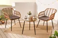 riess-ambiente Balkonset PARIS braun - Polyrattan, Glas, Bistro, wetterfest, Terrasse, Design, (Set, 3-tlg), Outdoor Sitzgruppe für den Garten - inkl. Tisch, Stühlen & Kissen