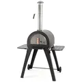 BBQ-Toro Pizzaofen "Havai" mit Schamottesteinen, 2 Seitenablagen und 2 Rädern | Pizza Steinbackofen für Garten, Terrasse | Outdoor Pizza Ofen, Holzbackofen, Pizza Grill