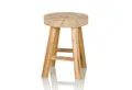 hjh LIVING Sitzhocker RUSTIKO W Hocker Holz Höhe 44.0 cm, Runder Holzhocker Massiv Holz, Vierfußgestell