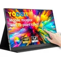 Yodoit Portable Monitor mit Touchscreen, 15,6 Zoll 1920 × 1080P FHD, 10-Punkt-Touch-IPS Tragbares Display, USB-C und HDMI, integrierte Lautsprecher und Smart Cover, für Laptop/PC/PS3/4/5/Xbox