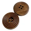20 bottoni in legno, 25 mm, design a cerchi intagliati per cucire, lavorare a maglia, uncinetto, scrapbook, decorazione (Braun-B-25mm)