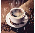 Levandeo® Wanduhr (Wanduhr Glas 20x20cm Kaffee Tasse Coffee Uhr Glasbild Küche Cafe)