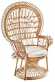 Kobolo Pfauenthron Rattansessel Peacock aus Rattan inklusive Kissen - 130 cm hoch - Braun - Boho - Innenbereich geschützter Außenbereich- Flechtwerk