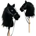 Pink Papaya Steckenpferd Hobby Horse - Steckenpferd mit Halfter/Trense, Hobbyhorse Stockpferd, wunderschöne Designs in je 2 Größen erhältlich schwarz 38 cm
