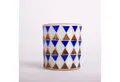 INNA-Glas Kerzenhalter Teelichtglas Samira, Mosaik, Zylinder - rund, blau weiß, 7x7x8cm