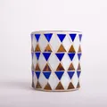 INNA-Glas Teelichtglas Samira, Mosaik Muster, blau - weiß, 7x7x8cm