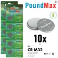 10 x CR1632 PoundMax Knopfbatterie CR 1632 Lithium 3 Volt 850 mAh 5er-Blister