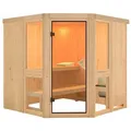 Karibu Amelia 2 - Sauna mit Eckeinstieg 68 mm Ohne Dachkranz Ohne Ofen
