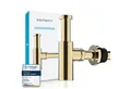 Bächlein Siphon Eleganter Waschbeckenablauf, (Hochwertiger Waschbeckensiphon, Goldfarben), Innovative Reinigungsöffnung, Universell einsetzbar