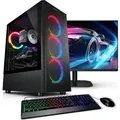 kiebel.de PC Set Gaming mit 23.8 Zoll TFT Lightning V AMD Ryzen 5 5500, 32GB DDR4, NVIDIA RTX 3050 8 GB, 2TB SSD, WLAN, Windows 11, Komplettsystem ... - Schwarz