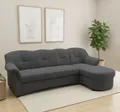 Ecksofa DOMO COLLECTION "FLORES Schlafsofa, 233x142x86 cm, L-Form", grau (dunkelgrau), B:233cm H:86cm T:142cm