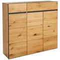 Linea Natura Schuhschrank, Anthrazit, Eiche, Holz, Metall, Wildeiche, teilmassiv,furniert, massiv,massiv, 8 Fächer, 2 Schublade(n) Schubladen, 132.5x122.8x38 cm, Typenauswahl, Beimöbel erhältlich, Garderobe, Schuhaufbewahrung, Schuhschränke