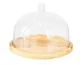 Viana Dekokorb Glasglocke Holzteller Deko Käseglocke Ø22cm H16,5cm Tischdeko